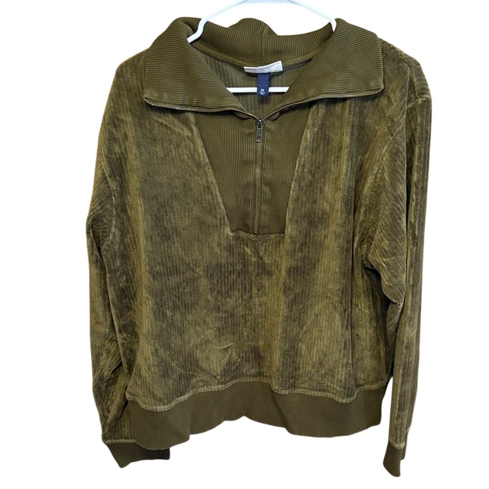 Universal Thread Crushed Velour Ribbed Quarter Zip Sweatshirt Women’s XXL